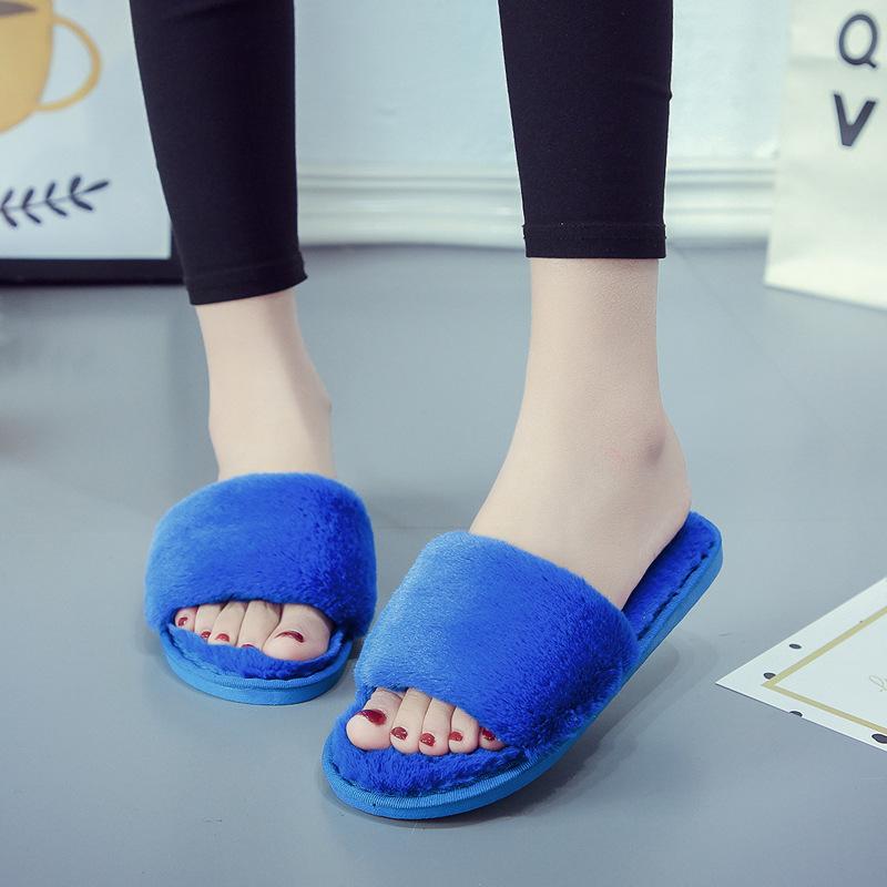 Cotton slippers autumn and winter open toed plush one line mop for living, indoor floor mop, comfortable soft bottom