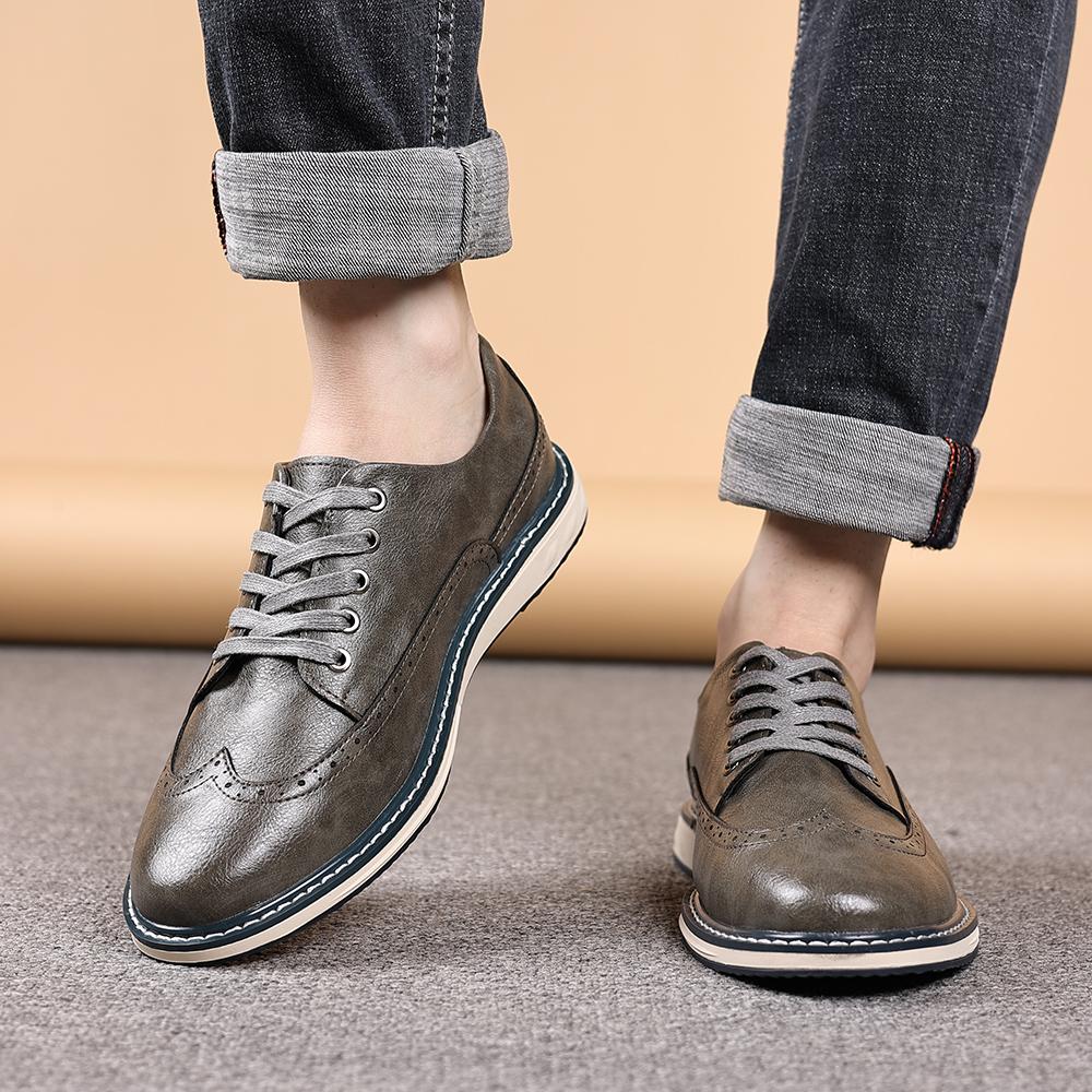 Fashion High Quality Handmade Sole Leather Men's Oxford Shoes Thick Sole Men's Casual Leather Walking Shoes Classic Outdoor Hiking Shoes