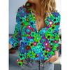 Fashion multicolour Flower style 3D Print Women Long Sleeve Shirts Autumn Holiday Casual Ladies Blouse Tops Women's Clothing