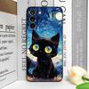 Künstlerische Schwarze Katze Sternennacht Handyhülle für Samsung S24 S23 S22 S21 S20FE Plus Ultra Cover für Samsung Galaxy S25 Edge Fundas