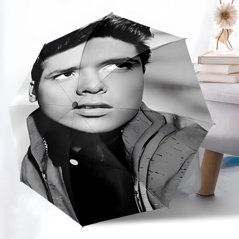 Bedruckter Sänger Cliff Richard Faltbarer Regenschirm,Für Draußen,Freizeit Und Reisen,Strapazierfähiges Schirmgewebe,Geburtstags- Und Feiertagsgeschenk