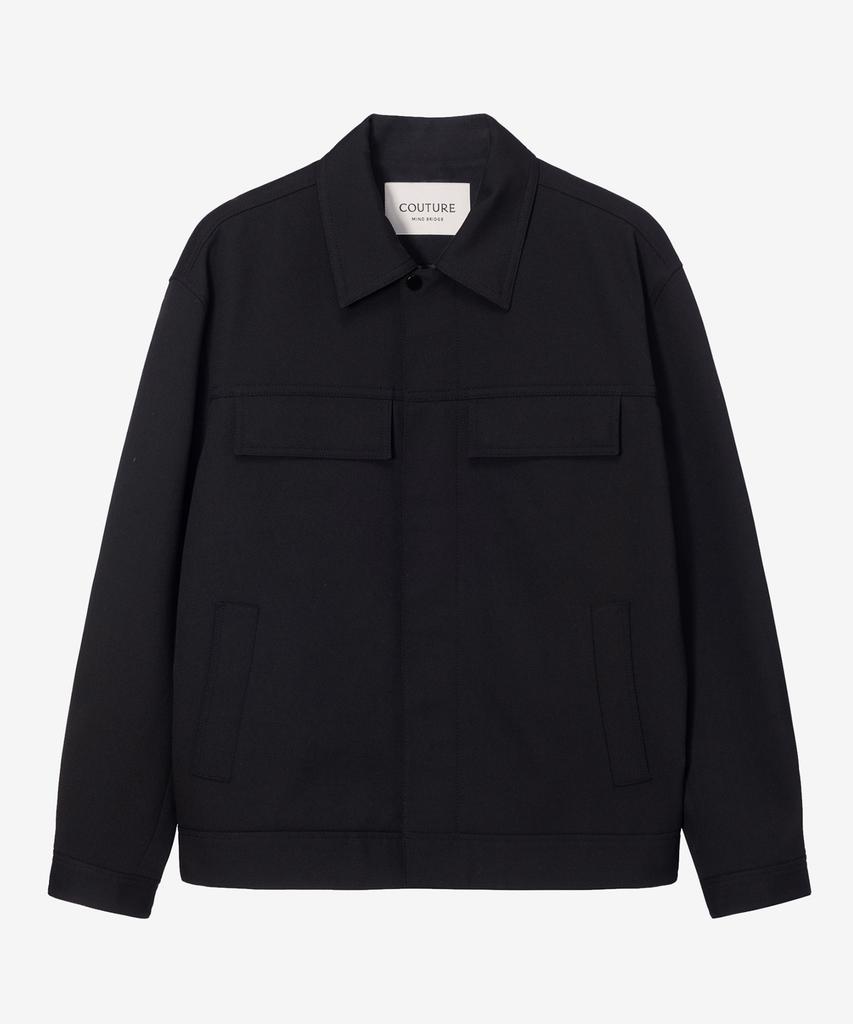 MINDBRIDGE [Couture] Black Twill Zip-Up Semi-Oversized Trucker Jacket