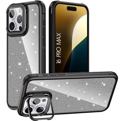 Case for iPhone 16 Pro Max - Black - Translucent - Shockproof - Glitter - Glamorous