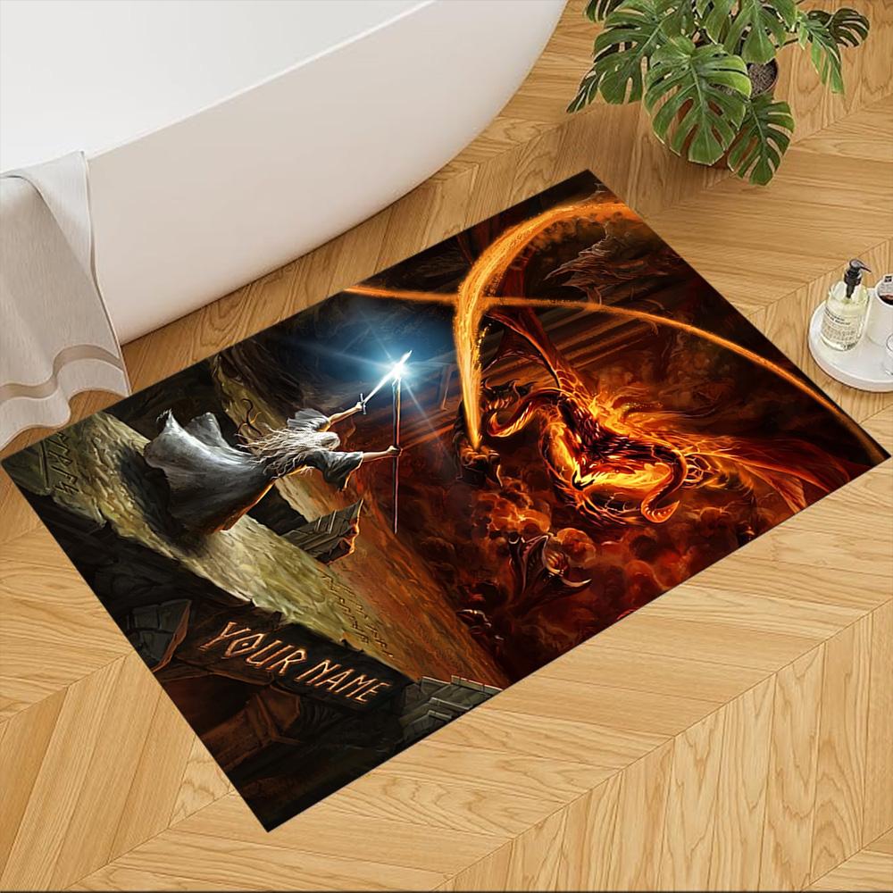 Lord Rings Customized Name Floor Rug Office Rug Suitable for Balcony Foyer Game Room Decorate room Anti-slip Rug Decorate Offices