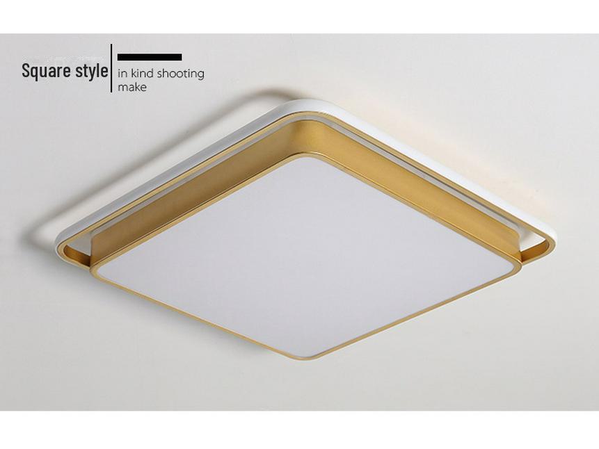 Gold Rectangular Ceiling Lamp Set for Living and Bedrooms