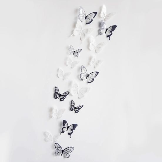 18 Pcs 3D Butterfly Wall Decor Self-Adhesive Butterfly Wall Stickers 3 Sizes Removable Room Mural Decals for DIY Crafts Bedroom Wedding Photo Prop