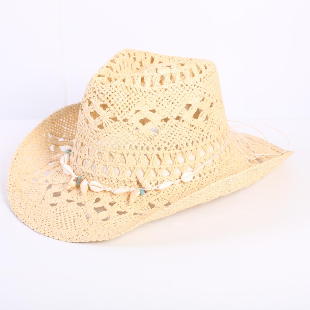 Popular European and American Classic Hollow Western Cowboy Hat Men's and Women's Fashion Vacation Breathable Sunshade Straw Hat