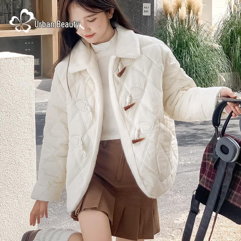 Dámská bavlněná bunda s plyšovou podšívkou a zapínáním na knoflíky s olivkami