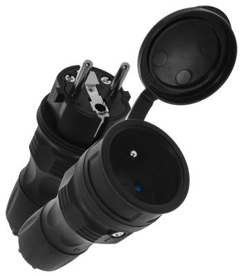 Extrem Ip54 Plug + Socket Set Black - E+97-0003