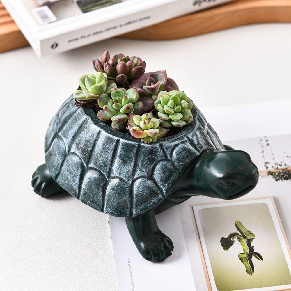Creative Turtle Flowerpot Cute Hydroponic Flower Holder Animal Ornament Vase Living Room