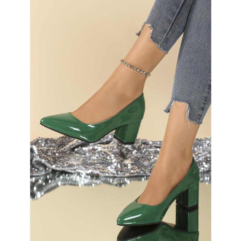 Coarse Heel Single Shoes Women's Pointed High Heels 4 Spring and Summer New Mid-heel Shallow Mouth Occupation