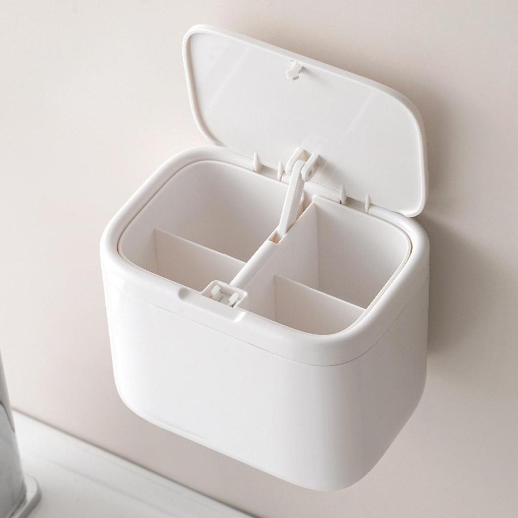 Pop-up Qtip Holder Cotton Pad Dispenser Automatic Lifting Wall-Mounted Canister Makeup Remover Organizer For Cotton Swabs