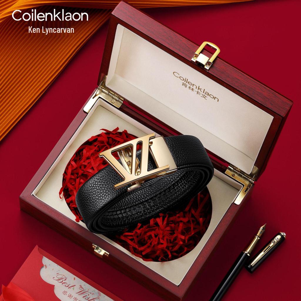 Kenlin Kavin Herren Automatikschließe Rindsleder Gürtel - Vielseitig, Hochwertiges Business Taillenband