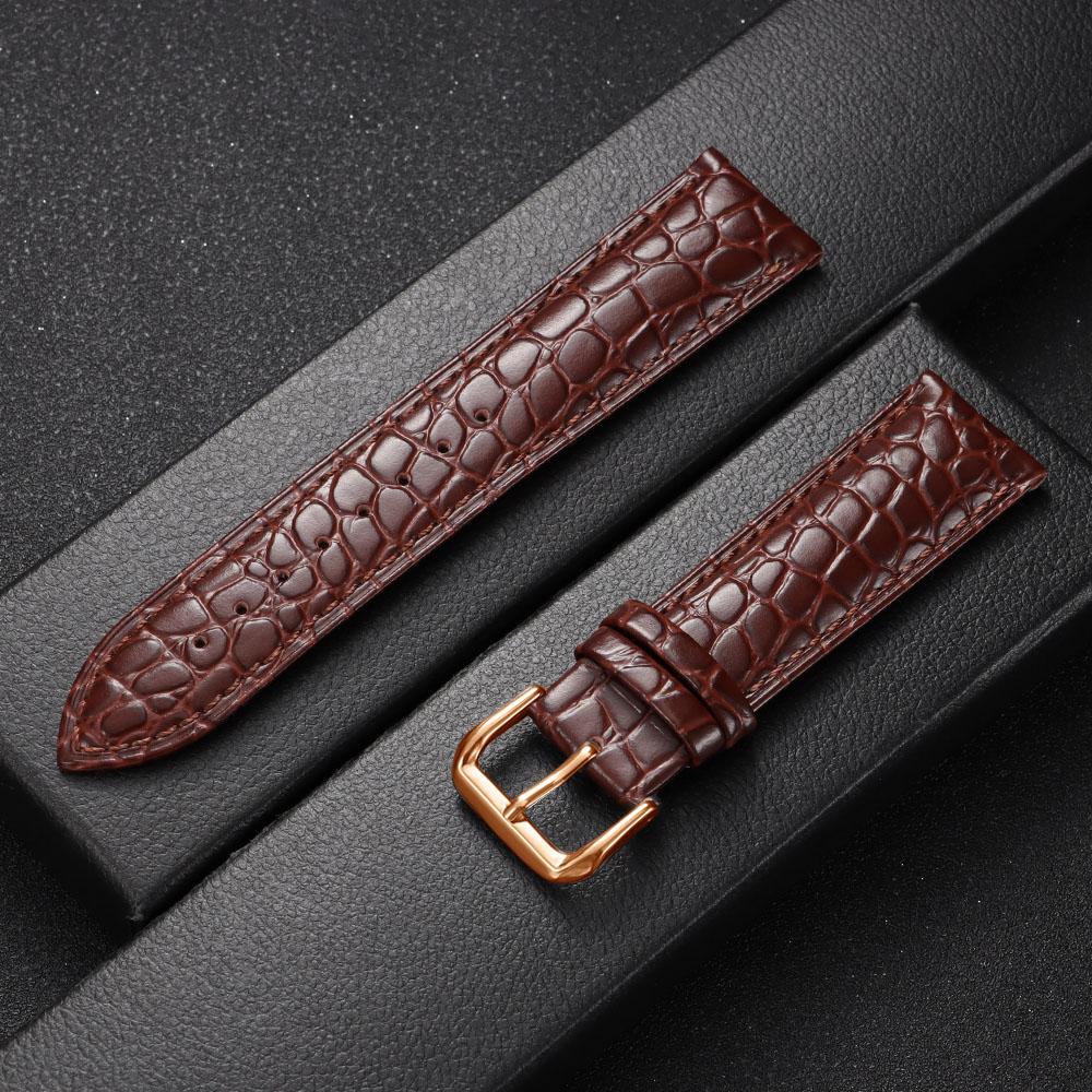 Crocodile Pattern Design Leather Watch Strap 16mm 18mm 19mm 20mm 21mm 22mm Universal Watchbands Casual Business Wristwatch Band