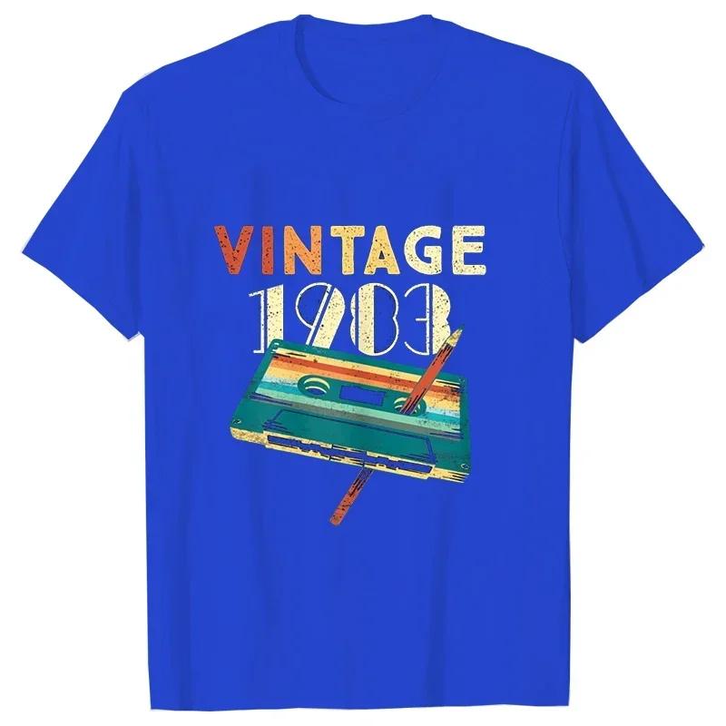 Unisex Tshirt Vintage 1983 Music Cassette 40th Birthday Gifts 40 Years Old T Shirts Summer Music Lover Graphic Harajuku Streetwear