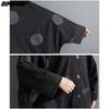 Dimanaf plus size 2023 outono inverno novas jaquetas soltas manga batwing polka dot impressão vintage preto casual trench longo casaco