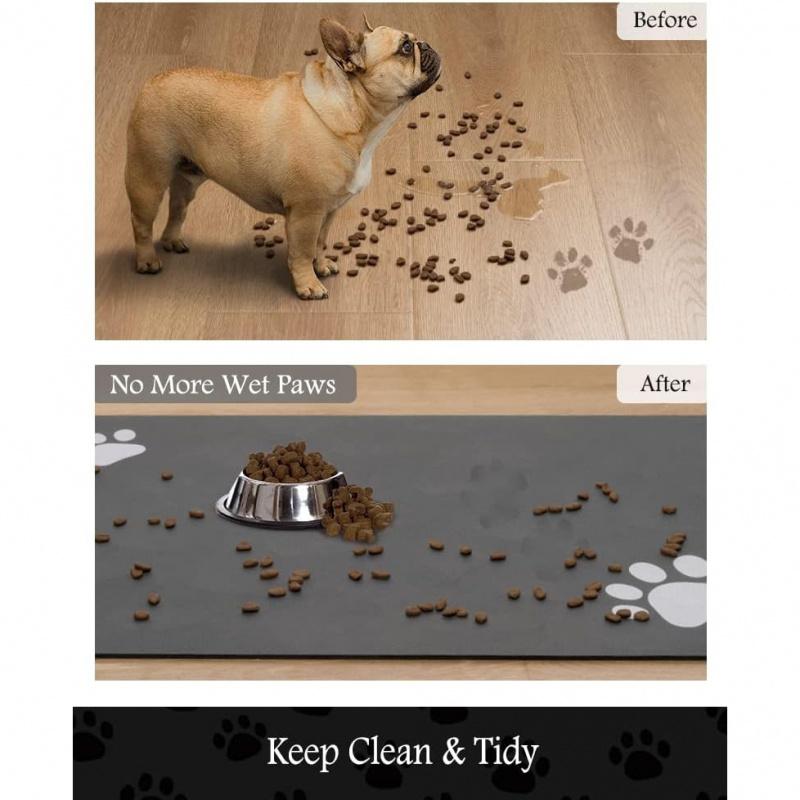 Absorbierende Hunde-Fressmatte für Futter & Wasser, Rutschfeste Naturkautschuk-Haustiermatte, Schnelltrocknend & Fleckenabweisend,