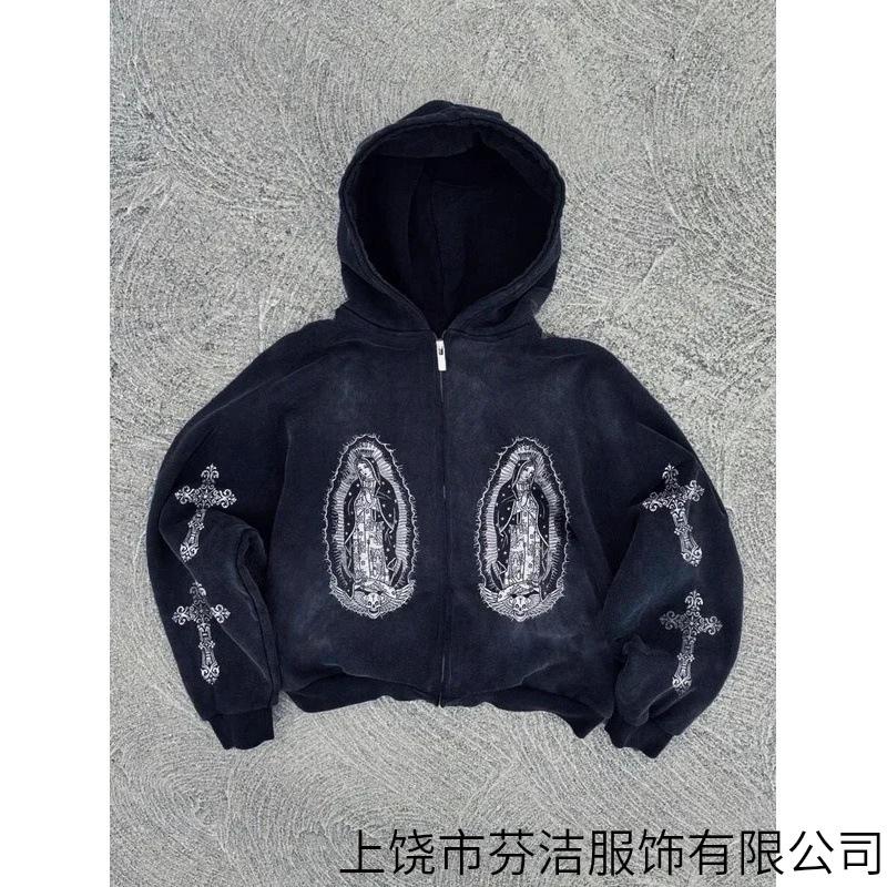 Felpa stampata personalizzata tendenza americana giacca Harajuku stile gotico unisex maglione stampato 3D