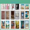 Pegatinas de Paisaje para Puertas Extraíbles 3D Vinilos Para Puertas Papel Pintado Adhesivo Murales Artísticos Para Puertas Biblioteca Decoración Moderna del Hogar