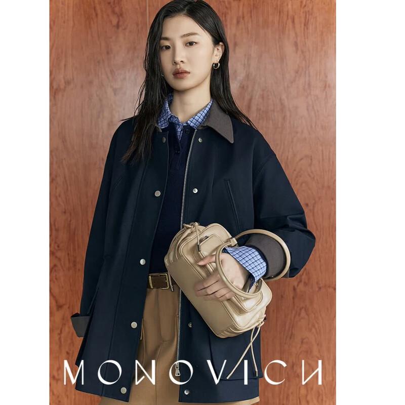 MONOVICH Color-Block Collar Mid-Length Workwear Jacket XS