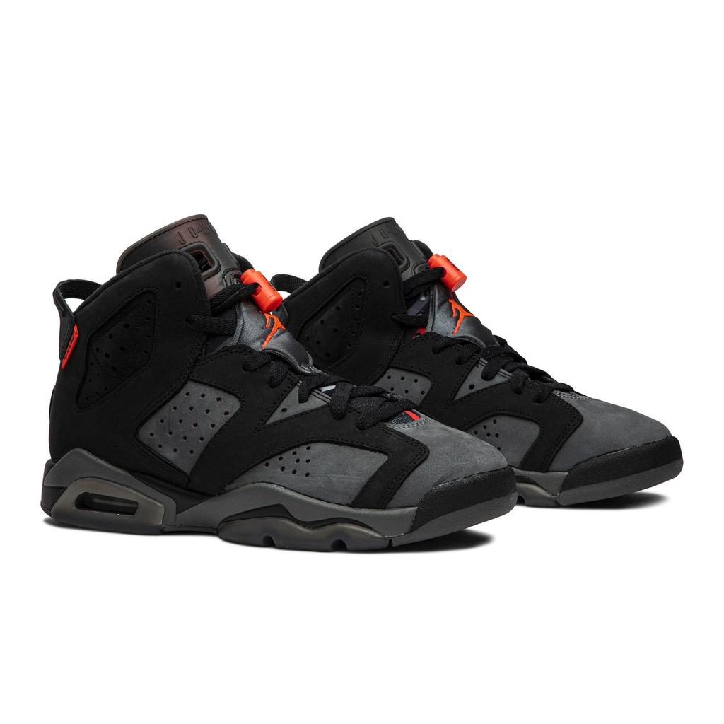 Paris Saint-Germain Air Jordan 6 Retro BG 'Iron Grey' (Unisex) Iron Grey / Infrared 23-Black Kids' Basketball Shoes CN1078 001