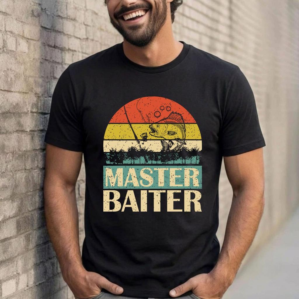 Master Baiter Fishing Unisex T-Shirt - Funny Vintage Retro Angler Fisherman Tee