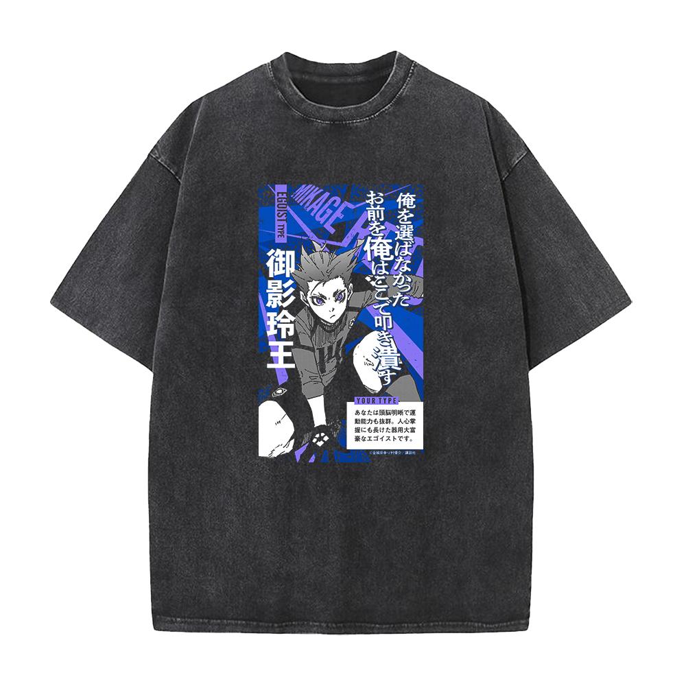 Anime BLUE LOCK Nagi Seishiro Graphic Tee Men High Quality Washed T-shirts Vintage Cotton T Shirt Harajuku Male Casual Tshirt