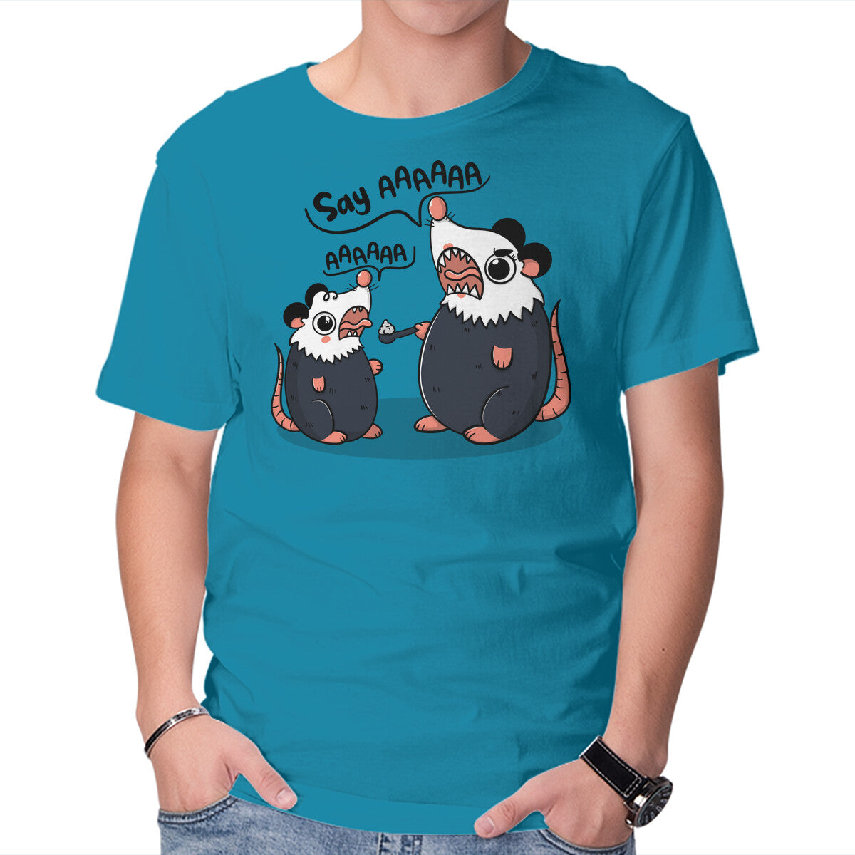 Unisex Crew Neck T-Shirt Say Aaaaa Graphic Short Sleeve Casual Tee S
