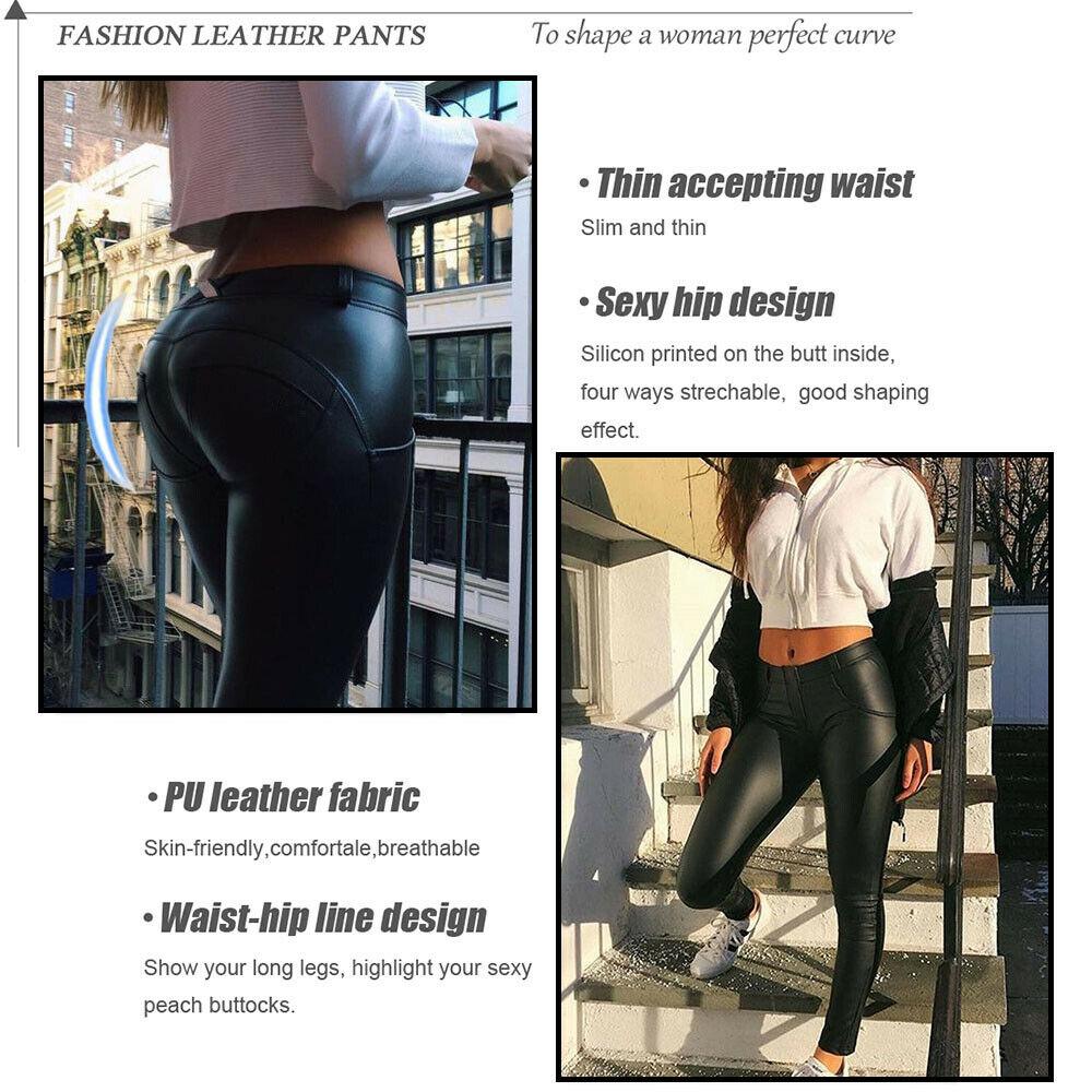 Women Winter Thickening Fleece Thermal Warm Thick Leather Leggings Skinny Pants