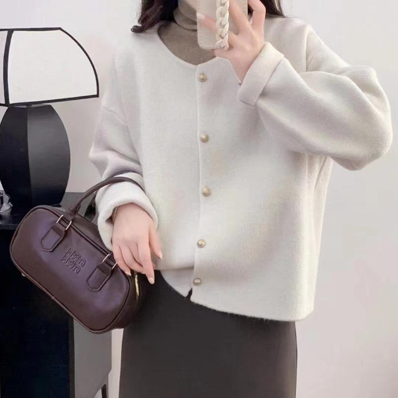 YYFS Damemote Uformelt Høst Vinter Ensfarget trykk Langermet O-hals topper Dameklær Ullstrikkede gensere