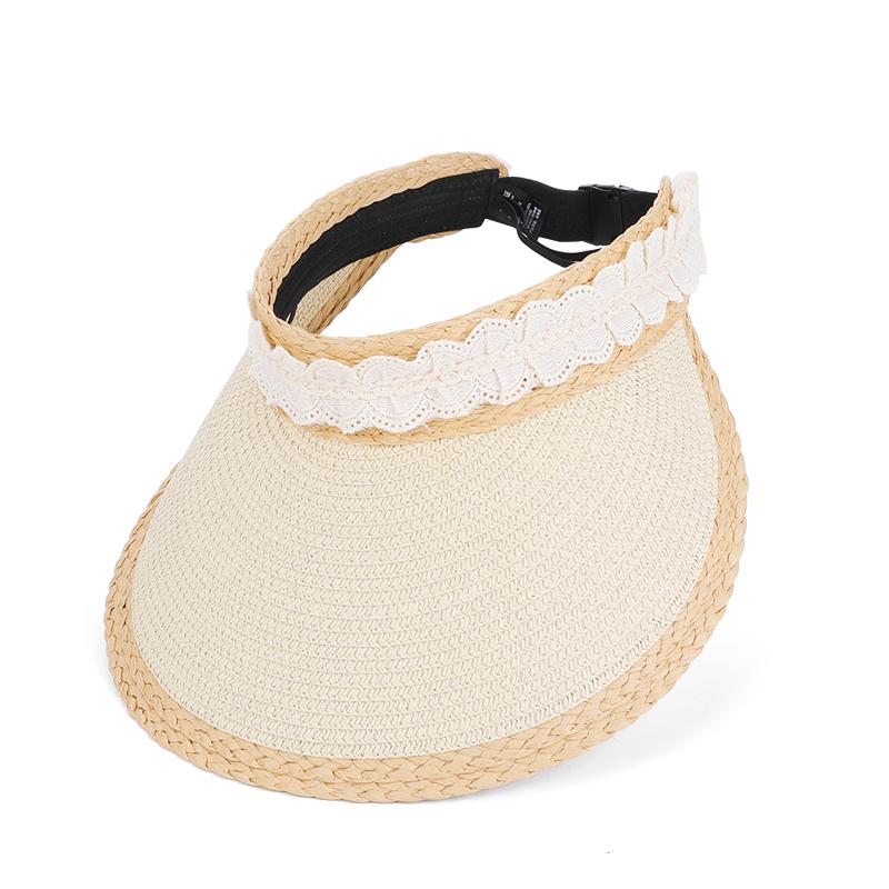 Summer Empty Top Straw Hat Korean Version Sunscreen Sun Hat Beach Vacation Beach Big brimmed Sunshade Hat Female