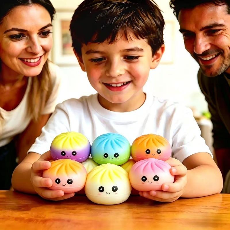 New Realistic Giant Dumpling Squeeze Toy with Bamboo Steamer Soft TPR Dough Ball Decompression Fidget Toy Funny Creative DIY Assembly Gift Present