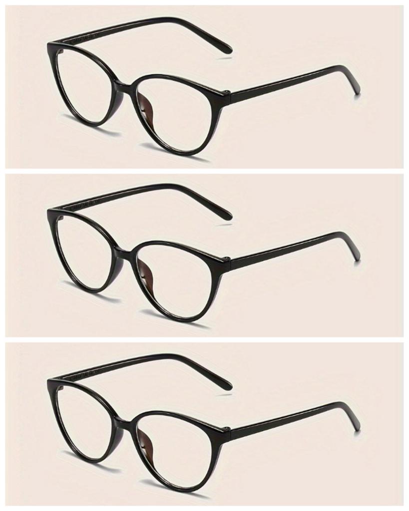 2/3 Pack Fashion Retro Anti-Blue Light Pochromic Glasses Classic Cat Eye Triangle Eyeglasses
