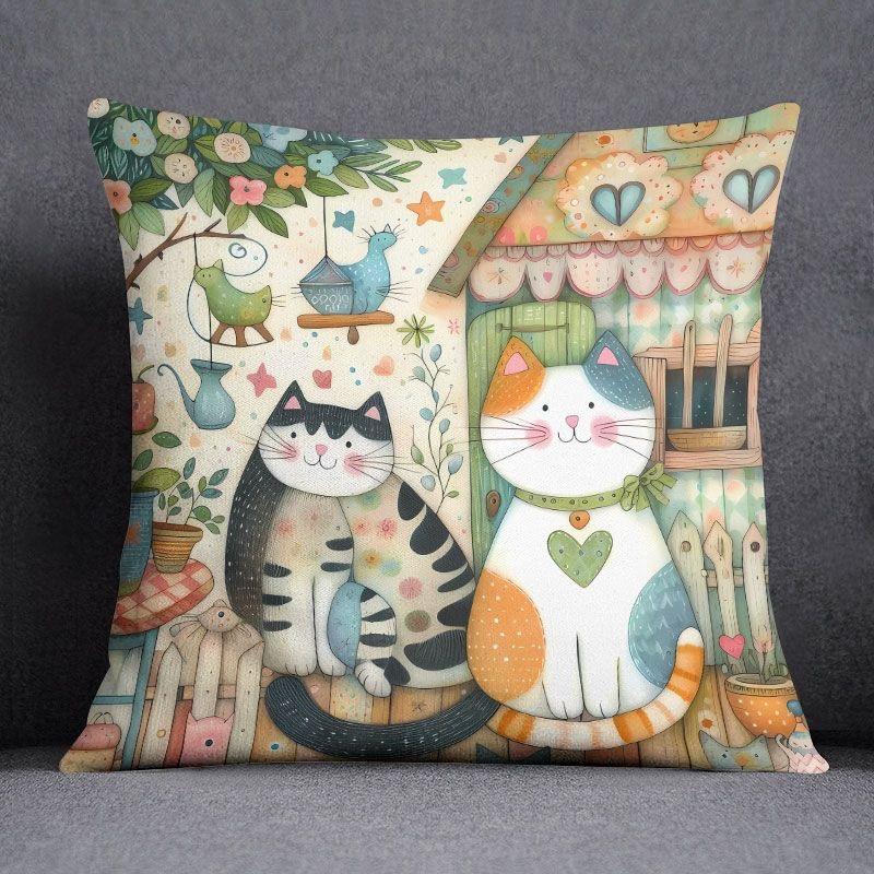 Tecknad katt Ke demontering och tvättning kontorsörngott, soffkudde, vardagsrum sovrum fyrkantigt örngott