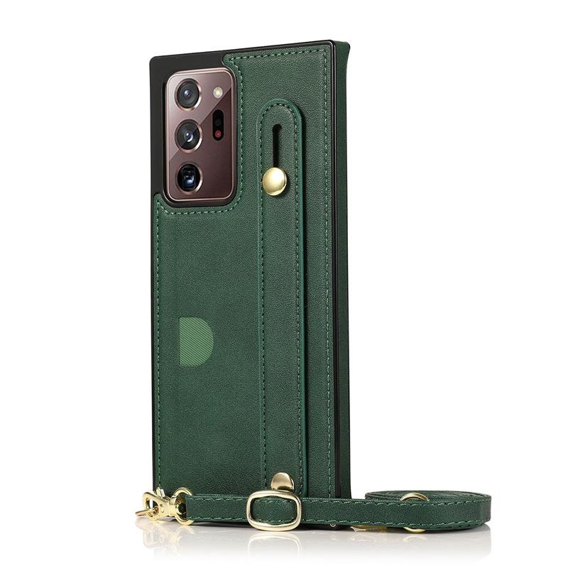 Suitable for Apple17promax Square wrist strap crossbody phone case iPhone16E Card-insert anti-drop protective leather case