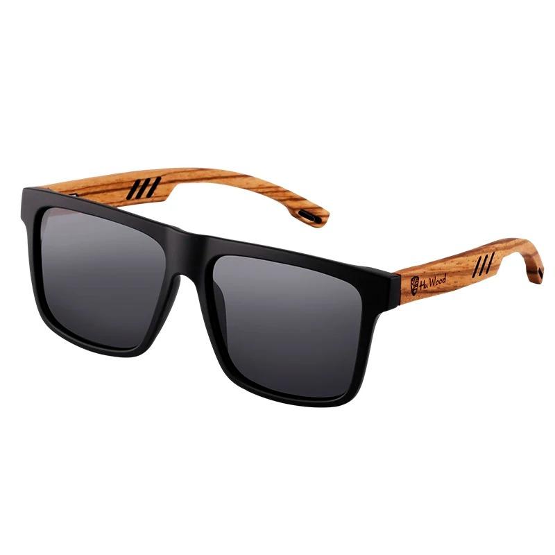 HU WOOD Men Women Sunglasses Polarized Square Sun Glasses Wooden Driving oculos2