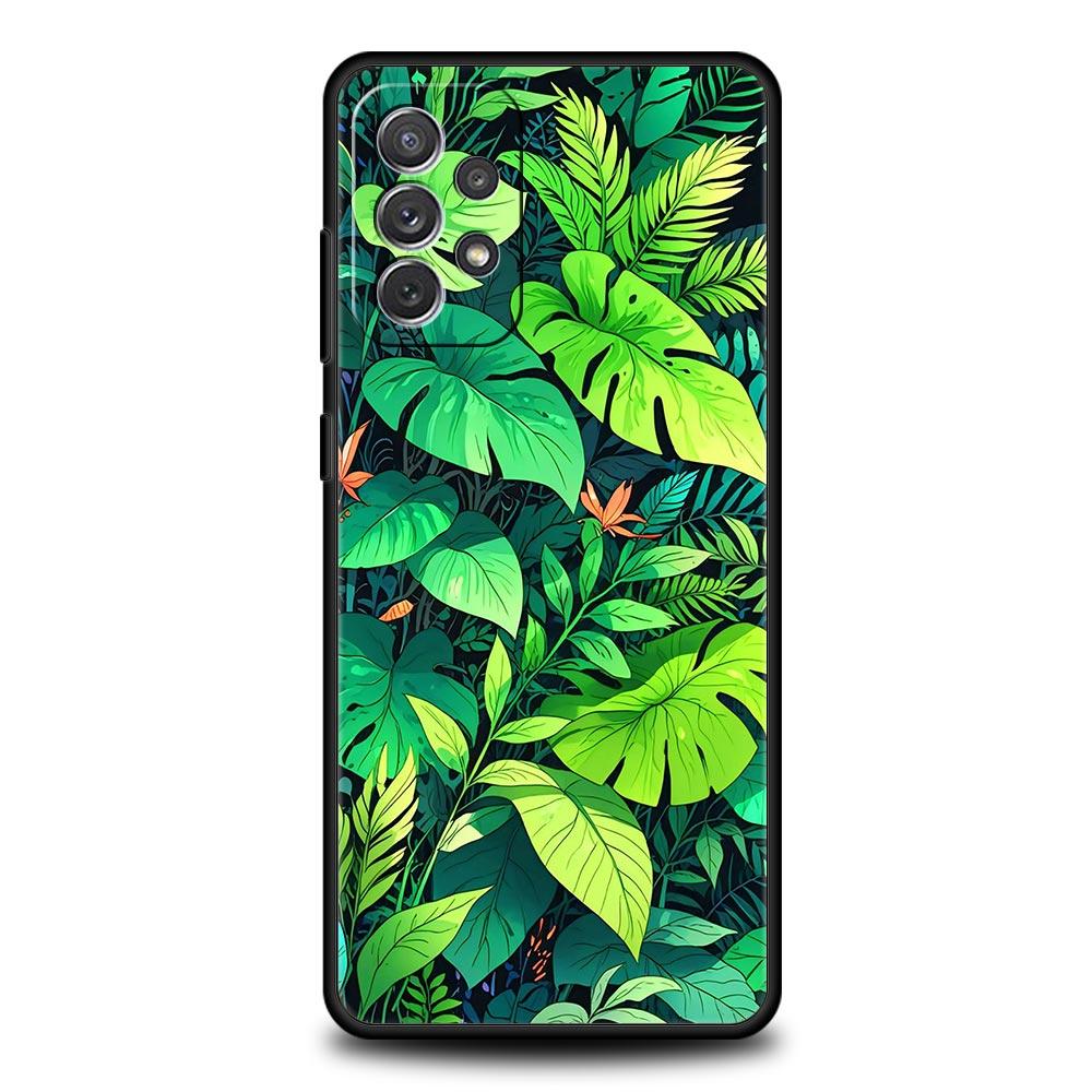 Leaves Monstera Green Phone Case for Samsung A51 A71 A21S A17 A11 A15 A25 A41 A23 A33 A53 A73 A07 A03S A05S A13 A35 A55 5G Cover