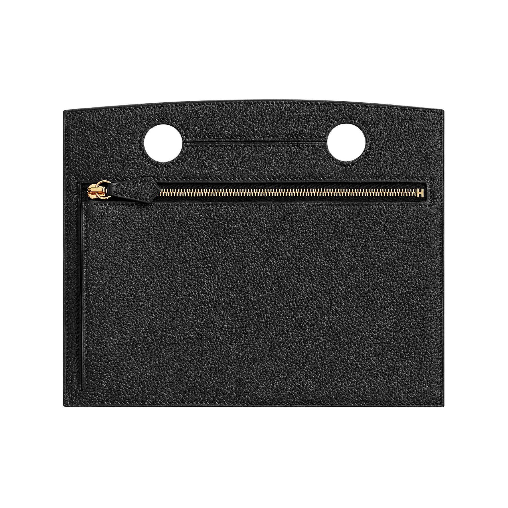 

Hermes Backpocket Gold Zipper Logo Togo Leather Clutch Women clutch Black H082824CC89 89 Noir Black