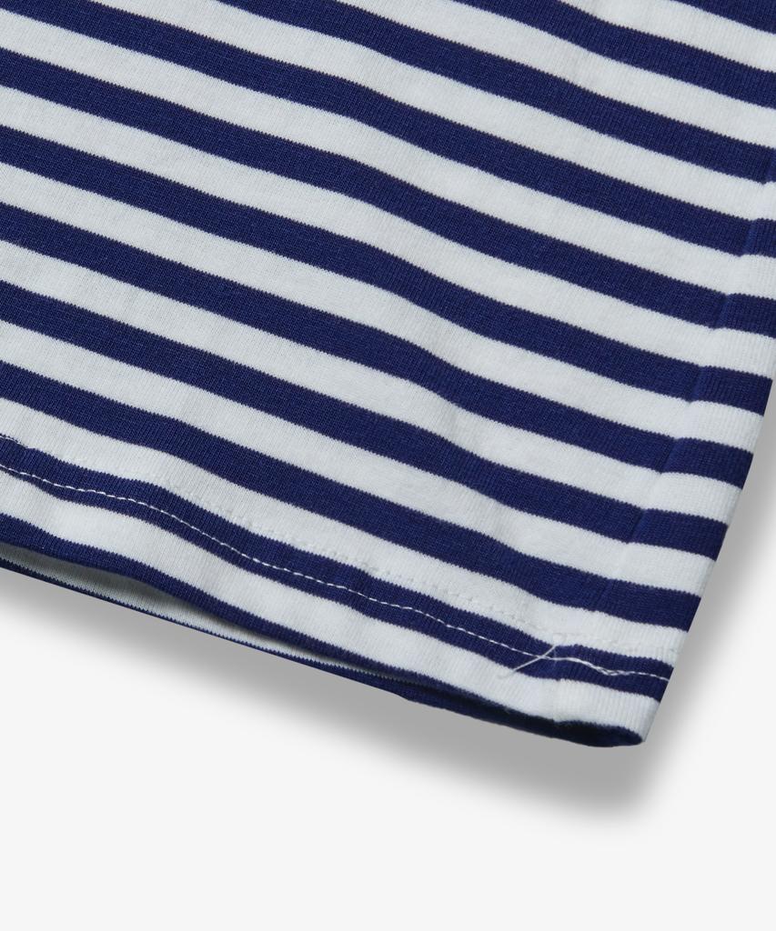 Yujen Antique Small Logo Stripe Ringer T-Shirt_Navy & White