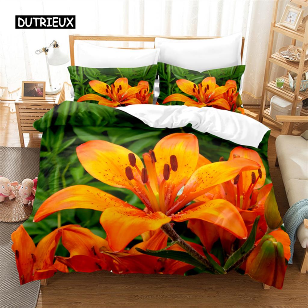 Żółte Kwiaty Zestaw Pościeli Queen Zestaw Poszwy na Kołdrę Pościel Druk Cyfrowy Pościel King Size Zestawy Poszwy na Kołdrę Zestaw Pościeli