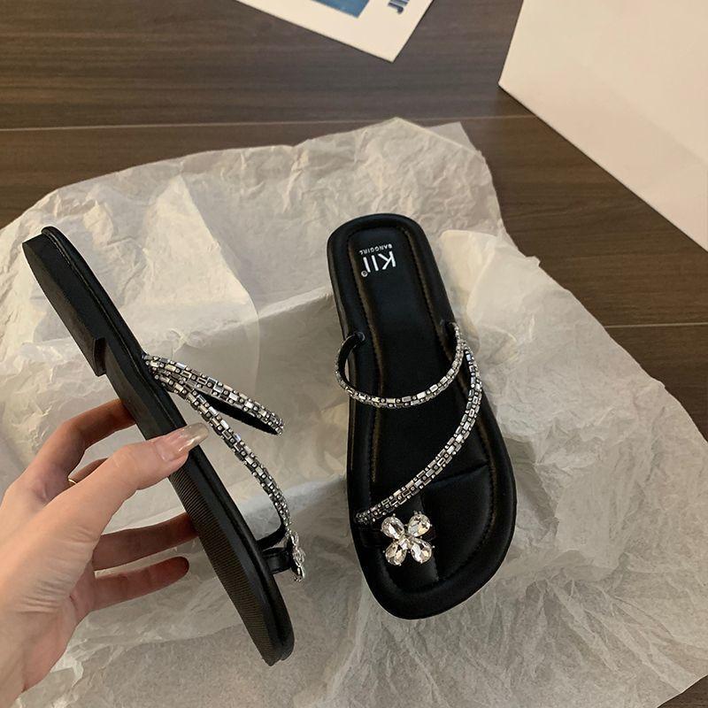 

Интернет-знаменитость взрыв плоская подошва набор носок фея шлепанцы женская обувь 2025 лето новый французский крутой тапочки женские 35