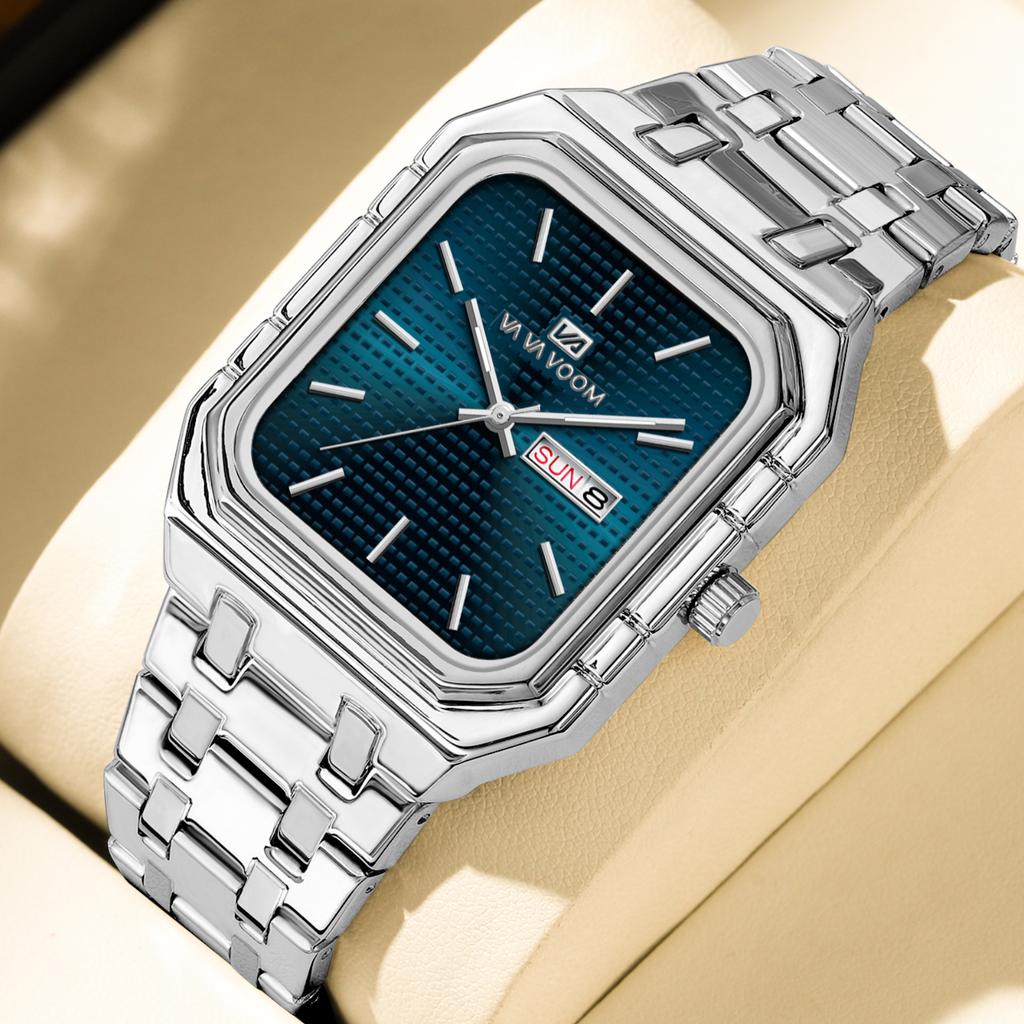 Business Casual Men's Watch Simple Luminous Square Gradually Gold Steel Belt Men's Watch