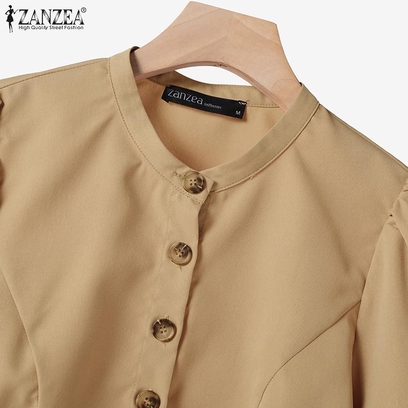 ZANZEA Women Puff Short Sleeve Blouse and Wide Leg Pants Summer Two Piece Suit Sets