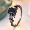 Oval Stone Blue Crystal Purple Zircon Rings For Women Vintage Black Metal Engagement Ring Wedding Jewelry Bridal Birthday Gifts