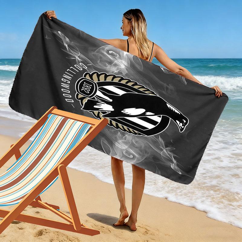 Collingwood Magpies Druck Strandtuch, Großes Weiches Schnelltrocknendes Handtuch für Strand Camping Schwimmen