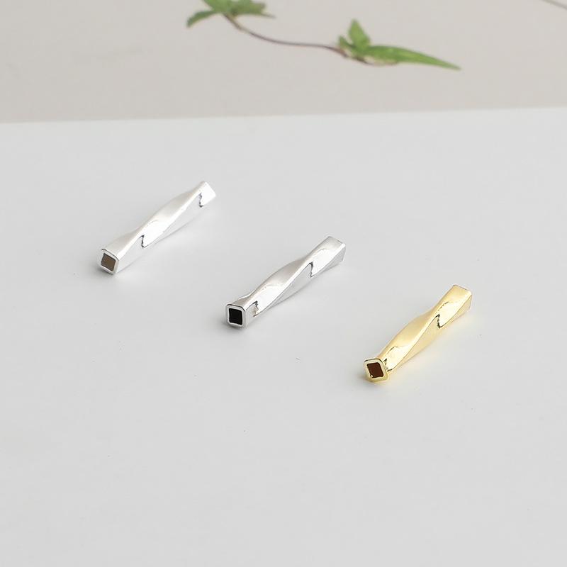 Gold-Plated S925 Sterling Silver Twisted Tube Spacer Beads for DIY Bracelets and Necklaces