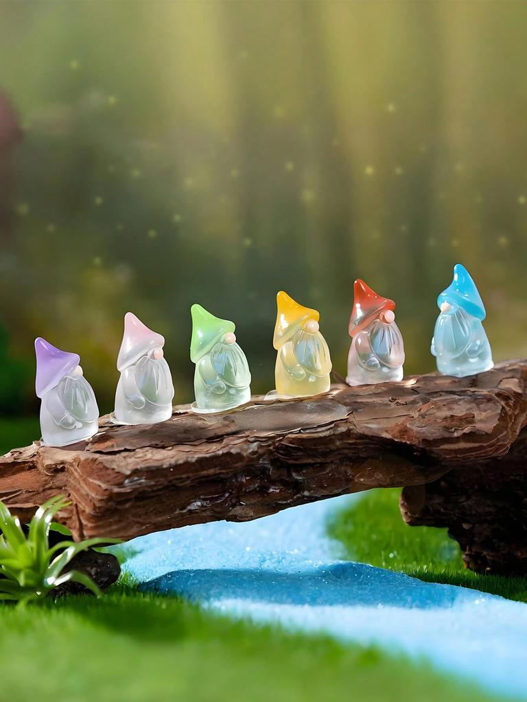 Non-Toxic 10Pcs Mini Resin Gnomes Statues Ornaments Random Color Cute Fairy Miniature Gnome Figurines For Miniature Garden