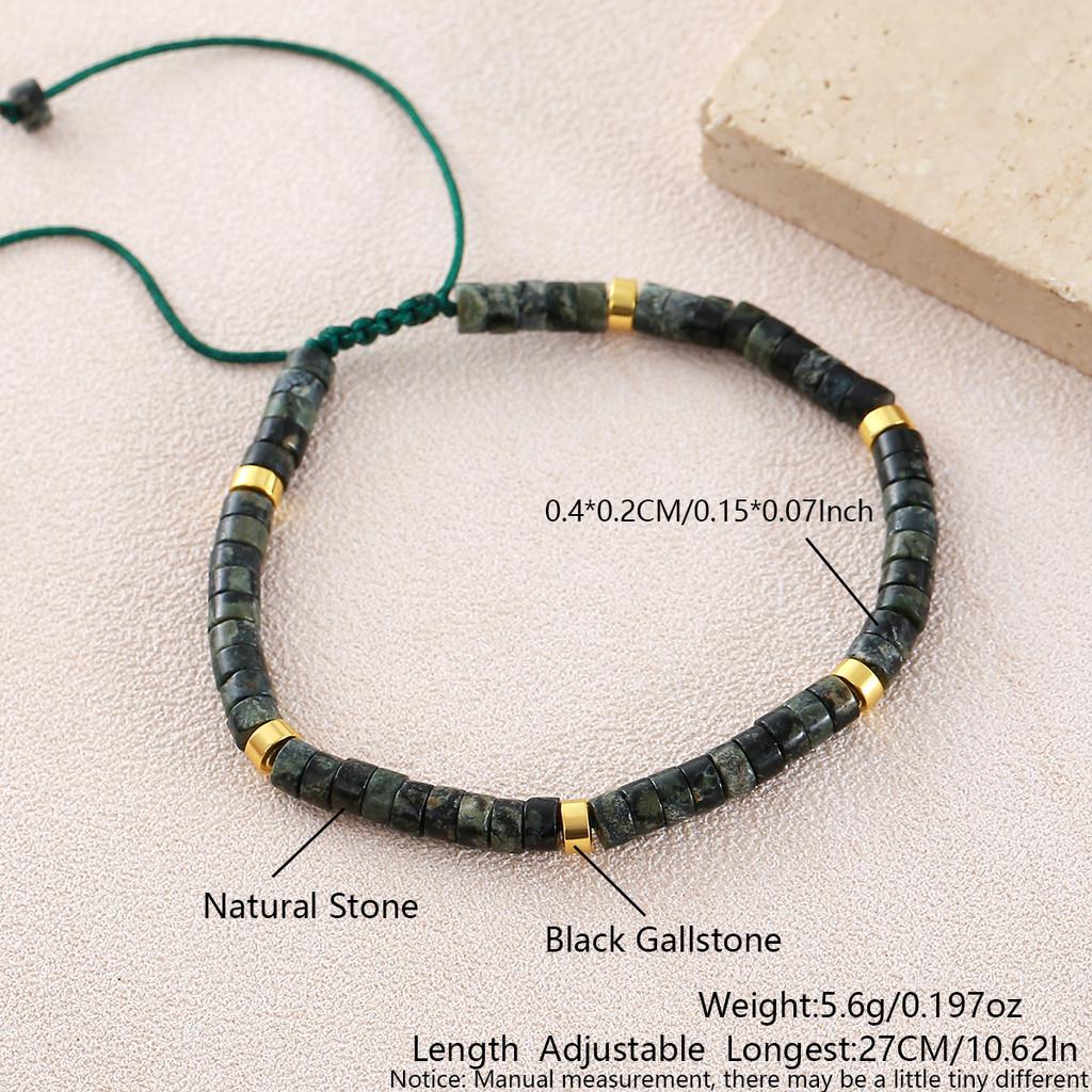 Geometric Turquoise Beaded Bracelet With Adjustable Woven Cord For Casual Wear