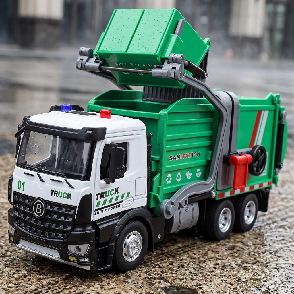 1:30 Urban Sanitation Garbage Truck Alloy Metal Diecast Model Car Home Decoration & Collectibles Hobby Display Ornaments Holiday
