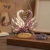 Anniversary Present for Wife Stained Glass Style Swan Pendant, Decorative Acrylic Suncatcher Window Car Garden Patio Sun Catcher And Christmas